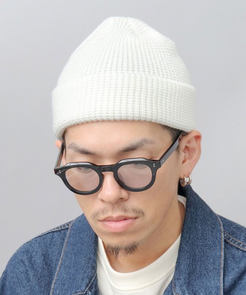 Besiquenti(ベーシックエンチ)/アクリル ワッフル ニットワッチ ニット帽 ニットキャップ 帽子 メンズ ユニセックス カジュアル/オフホワイト