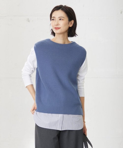 J.PRESS LADIES(J．プレス　レディス)/【洗える】DRALON MERINO ニット ベスト/スカイブルー系