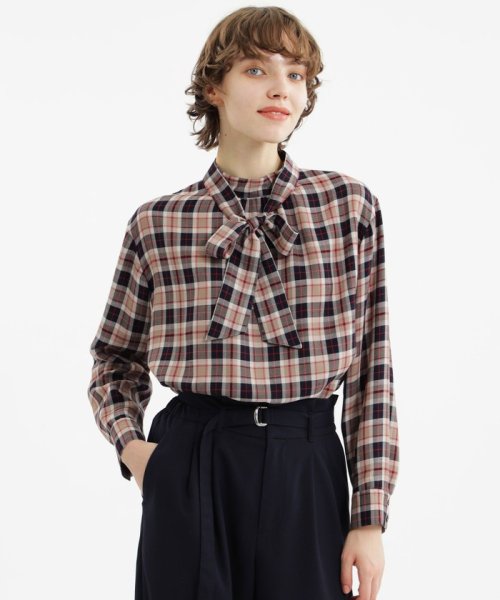 ダブルカバーツイルチェックブラウス 