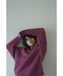 CLANE(クラネ)/DOT MESH MOHAIR OVER KNIT TOPS/PINK