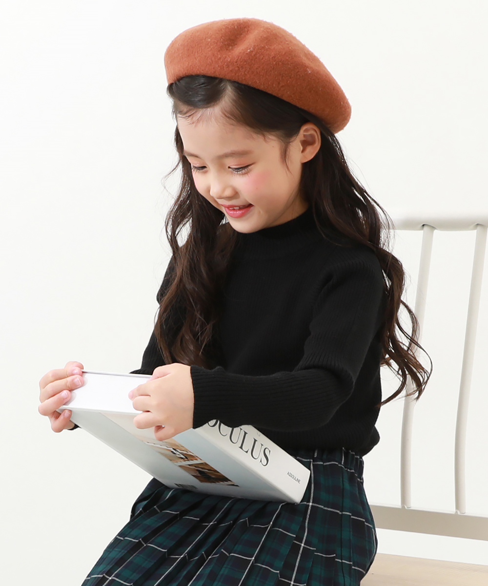 洗える チクチクしない素肌ニット リブハイネック 子供服 キッズ 女の子 トップス ニット セーター ニットプルオーバー