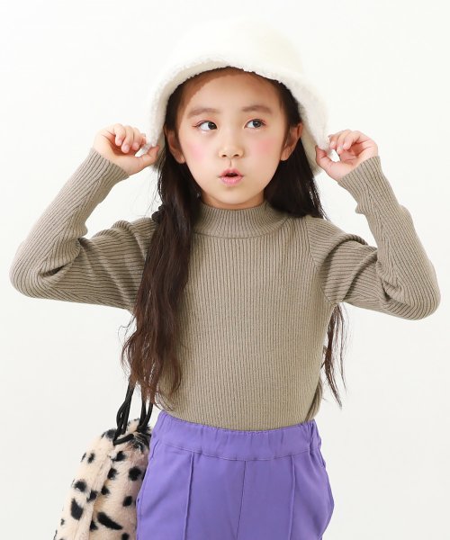 devirock(デビロック)/洗える チクチクしない素肌ニット リブハイネック 子供服 キッズ 女の子 トップス ニット セーター ニットプルオーバー /ダークグレー