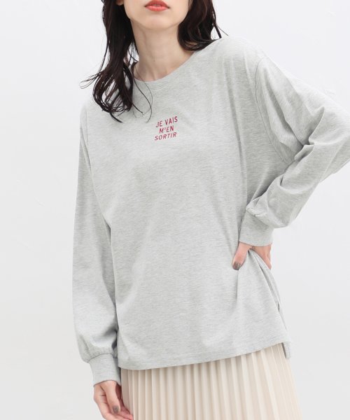 Honeys(ハニーズ)/ロゴ刺繍Ｔシャツ/杢グレー