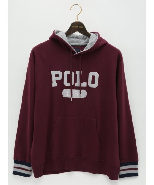 GRAND-BACK(グランバック)/【大きいサイズ】ポロ/POLO 裏毛ロゴ プルパーカー 長袖 メンズ Tシャツ カットソー カジュアル インナー ビジネス ギフト プレゼント/ワイン