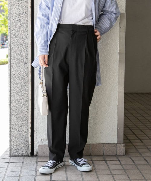 URBAN RESEARCH DOORS(アーバンリサーチドアーズ)/『WEB/一部店舗限定』FORK&SPOON　ideal stretch ツータックパンツ/BLACK