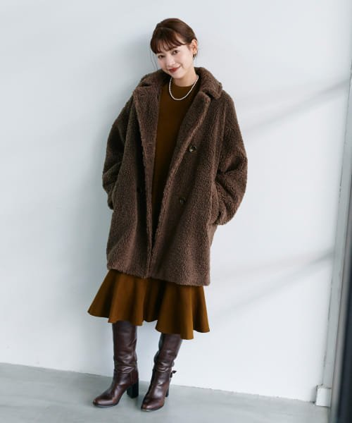 F by ROSSO　ボアダブルミドルコート by BROWN