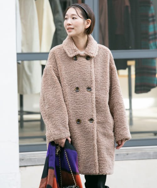 F by ROSSO　ボアダブルミドルコート by BROWN