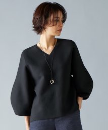 JIYU-KU（SMALL SIZE）(自由区（小さいサイズ）)/【セットアップ対応・洗える】ポリエステルホールガーメントバルーンスリーブ ニット/ブラック系