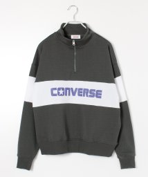 CONVERSE(CONVERSE)/【CONVERSE/コンバース】裏毛切替配色スタンド襟ハーフジッププルオーバー/ブラック