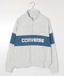 CONVERSE(コンバース)/【CONVERSE/コンバース】裏毛切替配色スタンド襟ハーフジッププルオーバー/オートミール