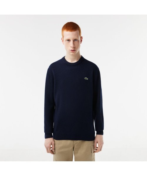 LACOSTE Mens(ラコステ　メンズ)/サスティナブルウールニットワンポイントセーター/ネイビー