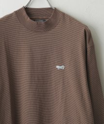 coen(coen)/PENNEYS（ぺニーズ）別注モックネックミジンボーダーロングスリーブTシャツ/DK.BROWN