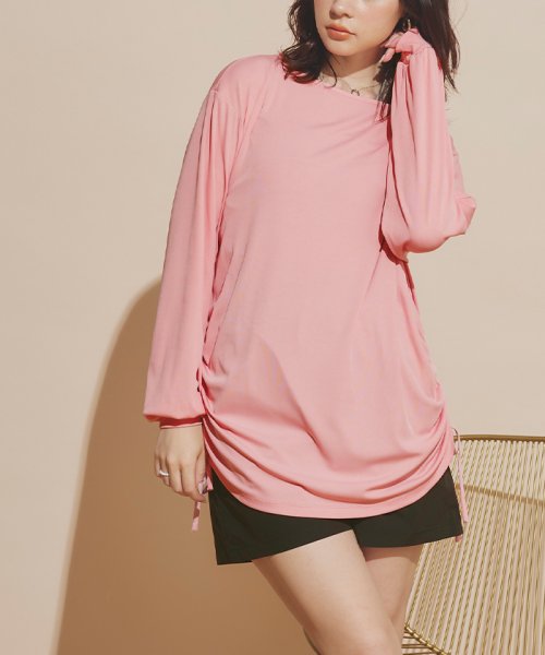 SEA DRESS(シードレス)/オーバーサイズロングTシャツ/ラッシュガード/ピンク