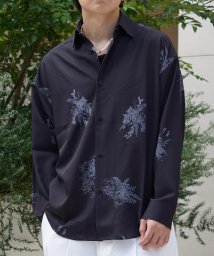 1111clothing/シルキーシャツ メンズ オーバーシャツ レディース 長袖 花柄 フラワー シャツ トップス レギュラーカラー 羽織り ビッグシャツ 長袖シャツ 大きいサイズ 秋/505630428