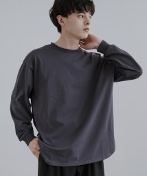 Rocky Monroe(ロッキーモンロー)/ロンT 長袖 無地 Tシャツ カットソー メンズ レディース オーバーサイズ リラックス ゆったり シルキータッチ クルーネック レイヤード ラウンドヘム ゆる/チャコール