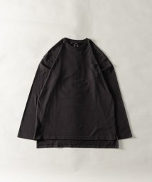 Nylaus(ナイラス)/ピーチスキン加工 ポケット付き ロングスリーブTシャツ/ブラック