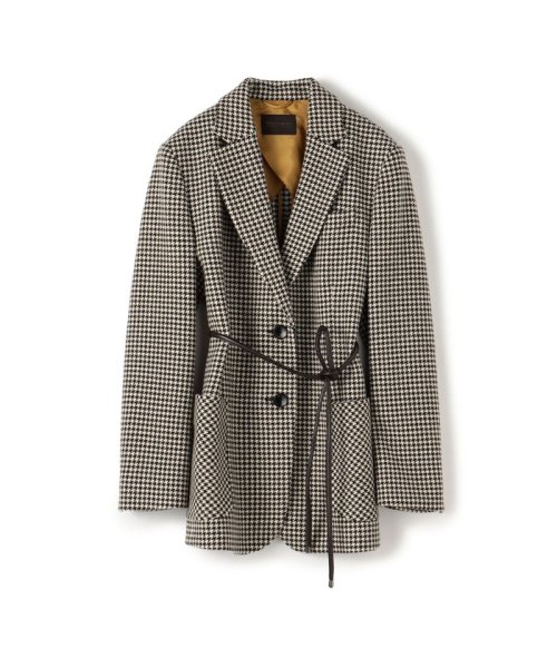 ブラウニーハウンドトゥース ベルテッドジャケット 