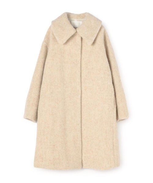 ウールアルパカバルキー ステンカラーコクーンコート 