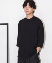 nano・universe(ナノ・ユニバース)/Anti Soaked 汗染み防止クルーネックワイドTシャツ 七分袖/ブラック