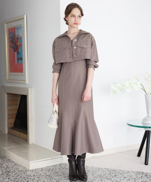 セール】ストレッチジャケット＋ワンピースセットアップ(505631566  