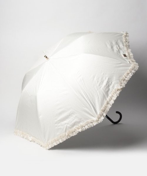 LANVIN en Bleu(umbrella)(ランバンオンブルー（傘）)/晴雨兼用折りたたみ日傘　ドビーフリル/オフホワイト