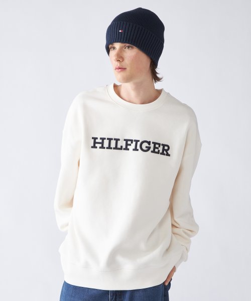 TOMMY HILFIGER(トミーヒルフィガー)/モノタイプロゴトレーナー/ホワイト