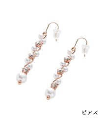 cream dot(クリームドット)/繊細に揺れるパール、ビジューのラインピアス/イヤリング/ピンクゴールド