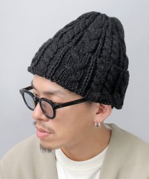 Besiquenti(ベーシックエンチ)/ウールミックス ケーブル編み ニットワッチ ニット帽 ニットキャップ /ブラック