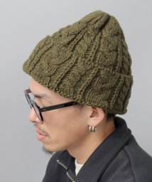 Besiquenti(ベーシックエンチ)/ウールミックス ケーブル編み ニットワッチ ニット帽 ニットキャップ /カーキ