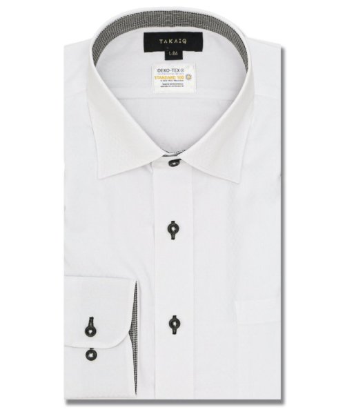 TAKA-Q(タカキュー)/形態安定 吸水速乾 スタンダードフィット ワイドカラー 長袖 シャツ メンズ ワイシャツ ビジネス yシャツ 速乾 ノーアイロン 形態安定/ホワイト
