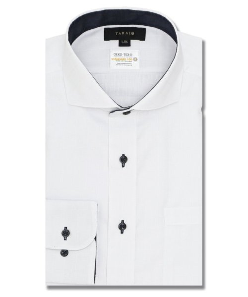 TAKA-Q(タカキュー)/形態安定 吸水速乾 スタンダードフィット カッタウェイ 長袖 シャツ メンズ ワイシャツ ビジネス yシャツ 速乾 ノーアイロン 形態安定/ホワイト