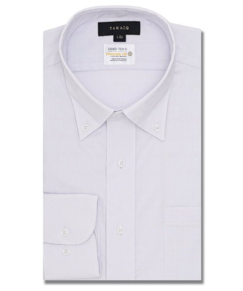 TAKA-Q(タカキュー)/形態安定 吸水速乾 スタンダードフィット ボタンダウン 長袖 シャツ メンズ ワイシャツ ビジネス yシャツ 速乾 ノーアイロン 形態安定/ライトグレー