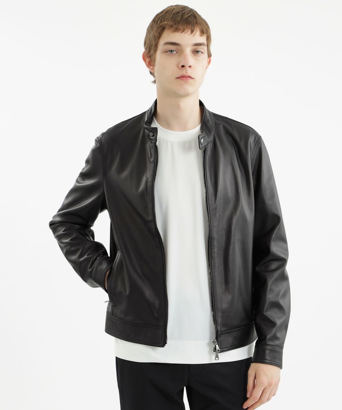 エンメティ　シングルライダース エンメティ ライダース メンズ 0.7mm厚 シュリンク ラムスキン