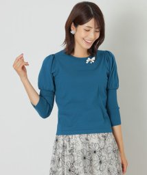 TO BE CHIC(L SIZE)(トゥービーシック Lサイズ)/【L】【サイトリニューアル記念】【WEB限定カラー】レーヨンポリエステル　パフスリーブニット/サックスブルー