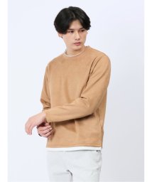 m.f.editorial(エムエフエディトリアル)/カットスエード フェイククルーネック 長袖 メンズ Tシャツ カットソー カジュアル インナー ビジネス ギフト プレゼント/ベージュ