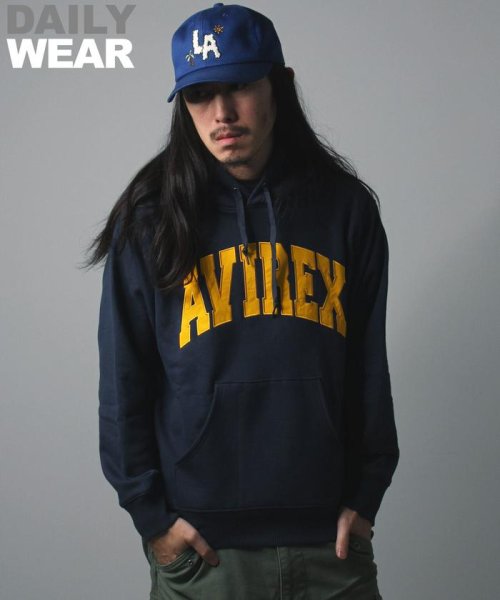 AVIREX(AVIREX)/《DAILY/デイリー》PULLOVER SWEAT PARKA LOGO / プルオーバー スウェット パーカー ロゴ / AVIREX /ネイビー