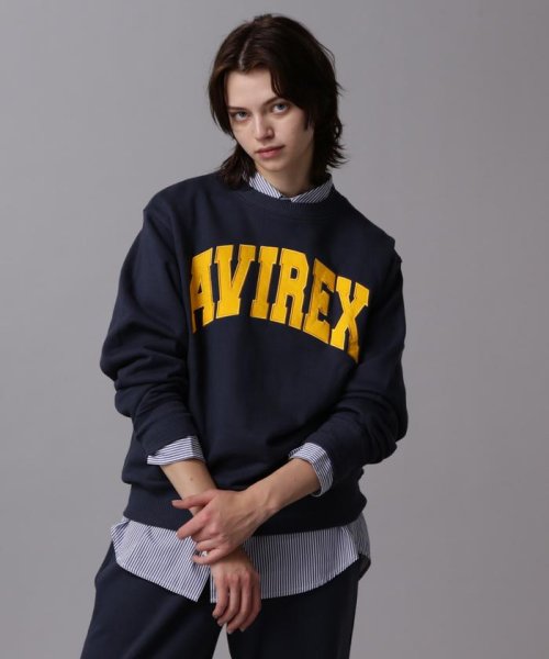 AVIREX(AVIREX)/《DAILY/デイリー》CREW NECK L/S SWEAT LOGO / クルーネック ロングスリーブ スウェット / AVIREX /ネイビー