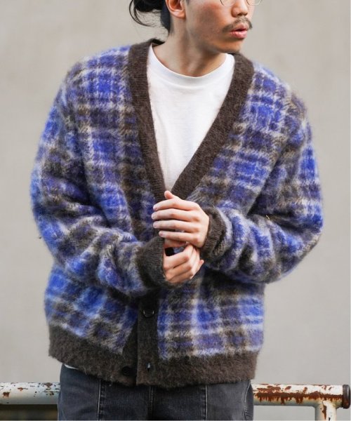 PULP(パルプ)/【JIEDA / ジエダ】MOHAIR CHECKED CARDIGAN/ネイビー