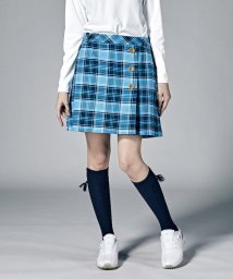 Munsingwear(マンシングウェア)/ストレッチ先染めタータンチェックKinloch Andersonスカート(44cm丈)【アウトレット】/ブルー×イエロー