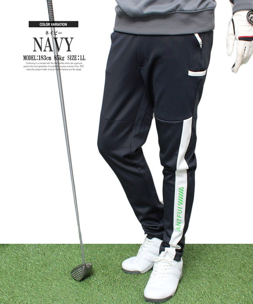 大きいサイズ 激安 ゴルフウェア ゴルフパンツ メンズ サイドライン ストレッチ Dカン付き ポンチ素材 スウェット ジャージ ジョガーパンツ  ジャージパン