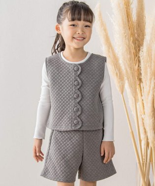 BeBe Petits Pois Vert/【店舗限定】ひし形キルトジャガードベスト＆キュロットセット(95~150cm)/505634872