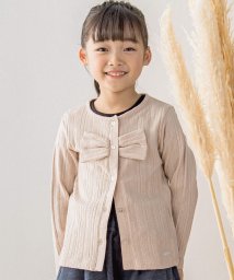 BeBe Petits Pois Vert(ベベ プチ ポワ ヴェール)/【店舗限定】ニット風リボンカーディガン(95~150cm)/ベージュ