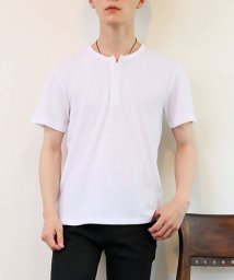 TopIsm(トップイズム)/ヘンリーネック 半袖 Tシャツ メンズ サーマル ワッフル素材 無地 クルーネック カットソー トップス ティーシャツ 通販 新作 人気 おしゃれ 春 夏/ホワイト