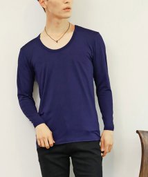 TopIsm(トップイズム)/インナー メンズ Tシャツ 下着 インナーシャツ 暖かく 快適 裏起毛 ヒートインナー クイックドライ クルーネック Vネック タートルネック 秋 冬/ネイビー