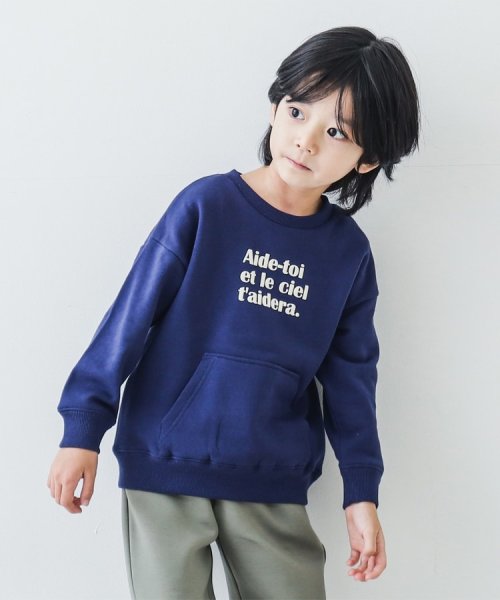 THE SHOP TK（KID）(ザ　ショップ　ティーケー（キッズ）)/【110－150】ロゴプリントプルオーバー/ネイビー（093）