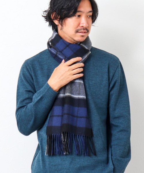 NOLLEY’S goodman(ノーリーズグッドマン)/【Johnstons of Elgin/ジョンストンズ・オブ・エルガン】WA57 CASHMERE SCARF 35/ネイビー