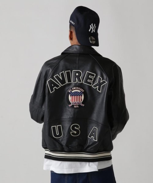 AVIREX(AVIREX)/LIGHT SIGNATURE VARSITY JACKET/ライト シグネチャー バーシティー ジャケット/ブラック