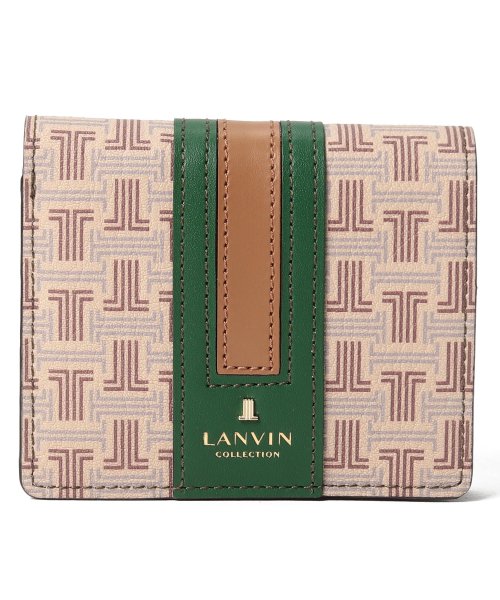 LANVIN COLLECTION(BAG)(ランバンコレクション（バッグ）)/薄型二つ折り財布【フェリアパース】/ダークブラウン/ホワイト