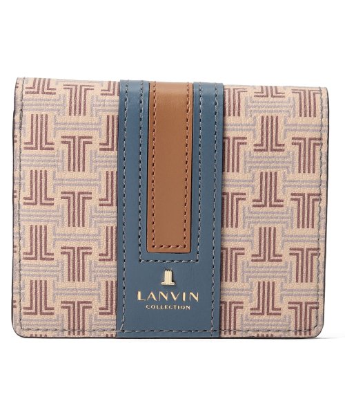 LANVIN COLLECTION(BAG)(ランバンコレクション（バッグ）)/薄型二つ折り財布【フェリアパース】/ダークブラウン/レッド