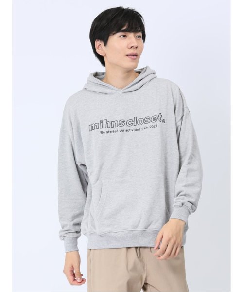 TAKA-Q(タカキュー)/【WEB限定】ミンズクローゼット/mihns closet ロゴ フーディー 長袖 メンズ Tシャツ カットソー カジュアル インナー ビジネス ギフト プレゼ/ライトグレー